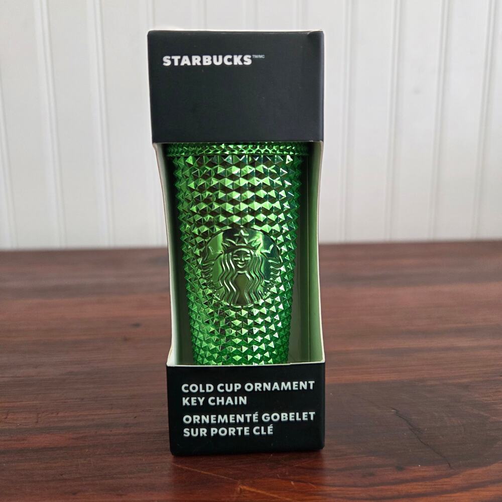 Starbucks Cold Cup Ornament Key Chain 2023 Green Prism Tumbler Coffee New